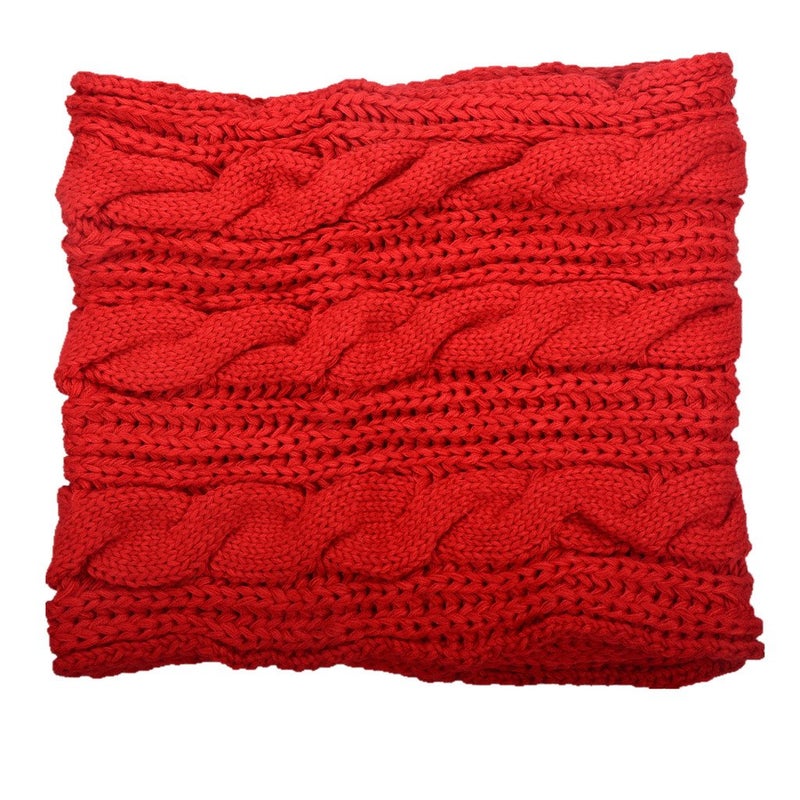 NEOSAN Womens Thick Ribbed Knit Winter Infinity Circle Loop Scarf Twist Red - Image 3